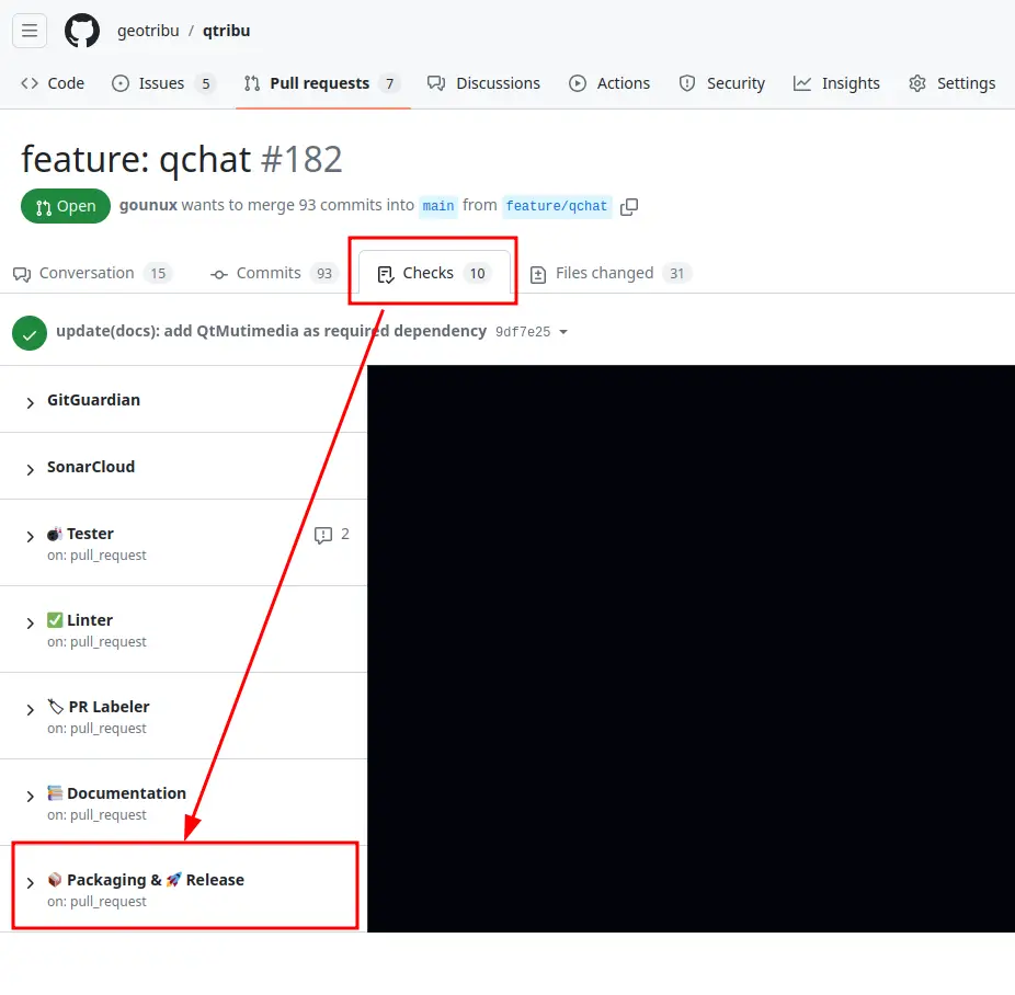 Github - PR Checks tab